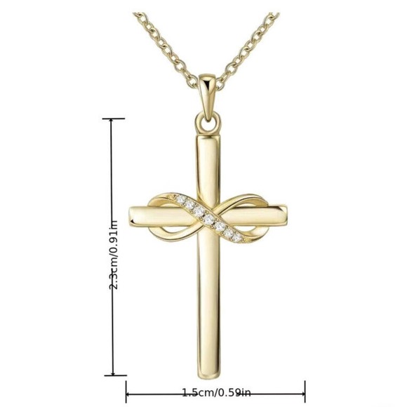 Love You Forever Cross Neckless Golden Christian Pendant - Picture 4 of 4